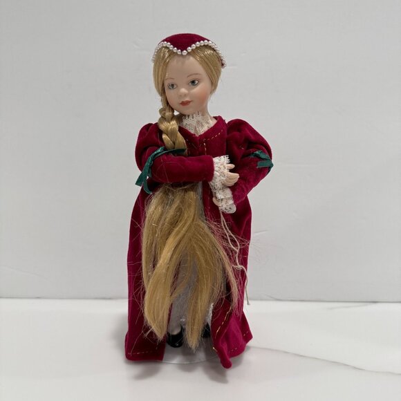 Danbury Mint Rapunzel Porcelain Doll Storybook Red Dress Stand Box 8.5" - Picture 4 of 10